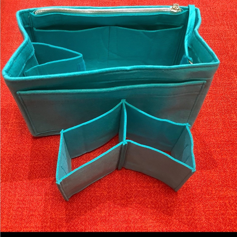❤️❤️Large teal/tortoise / tote Felt bag organizer ❤️ - Picture 4 of 5